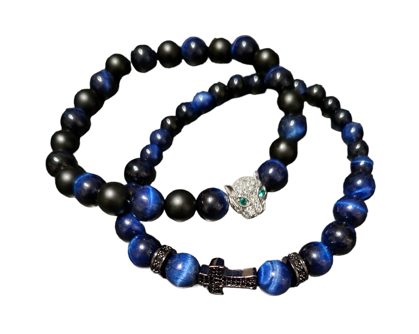 Chakra Blue Tiger Eye Beads with Charm Set - B.Y.U.S. Apparel and More