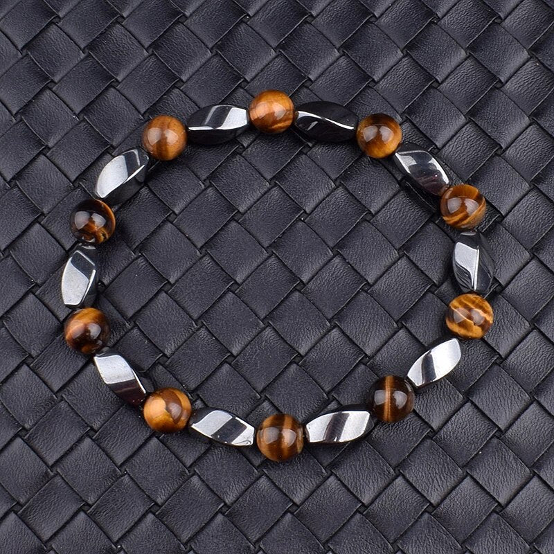 Distortion Chakra Tiger Eye and Hematite Bead Bracelet - B.Y.U.S. Apparel and More