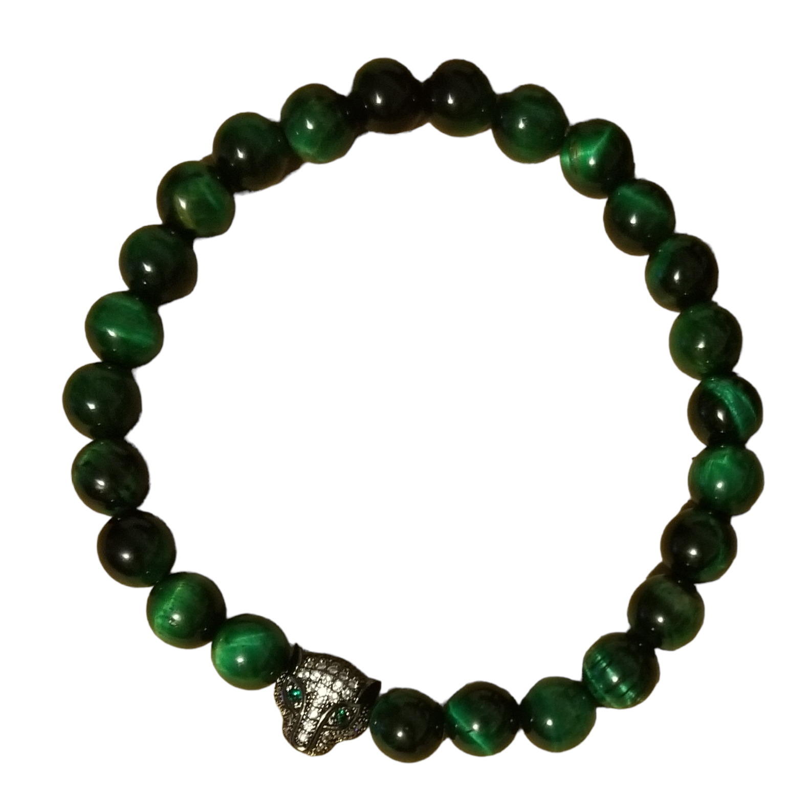 Green Tiger Eye Beads with Leopard Charm - B.Y.U.S. Apparel and More