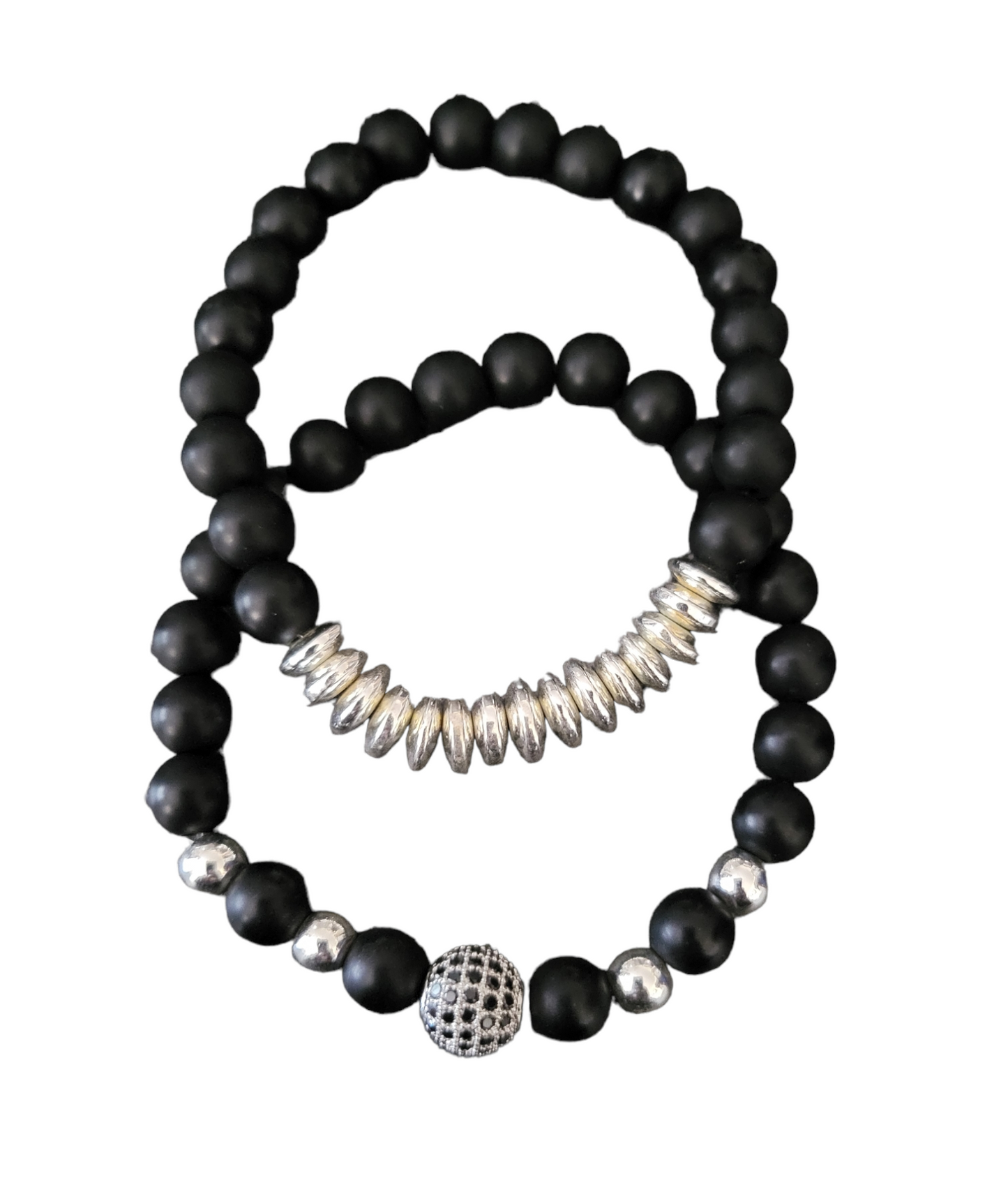 Chakra Obsidian Bead Bracelet set w-Spacer Charms - B.Y.U.S. Apparel and More