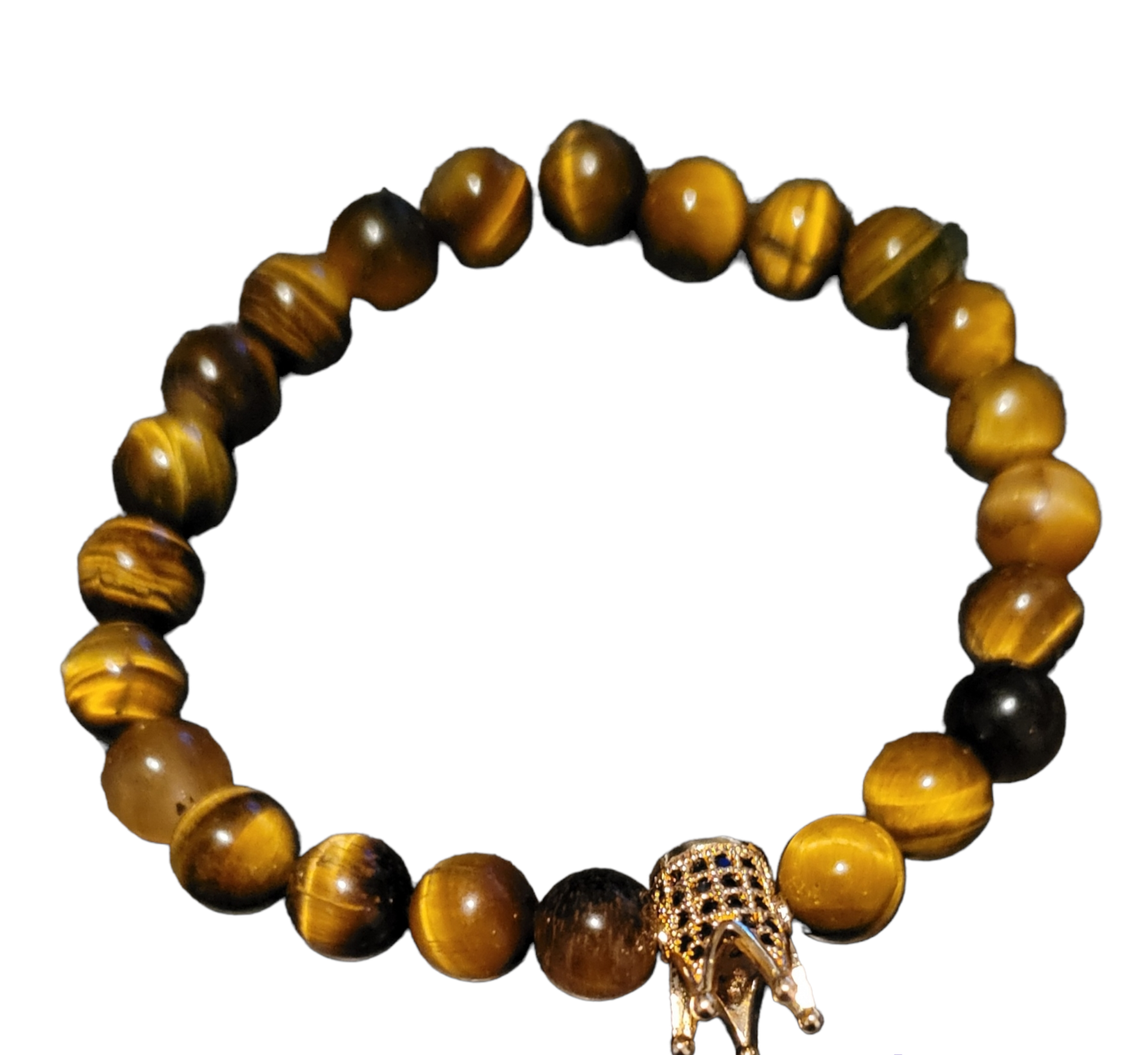 Chakra Brown Tiger Eye Bead Bracelet with Gold Crown - B.Y.U.S. Apparel and More